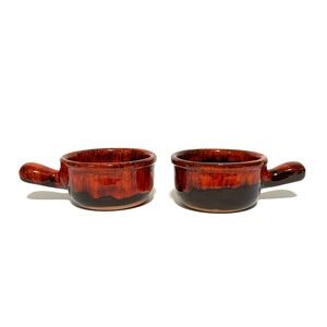 Vintage Evangeline Ovenware Bowl 941 Canada Red Orange Brown Drip Glazed Ceramic